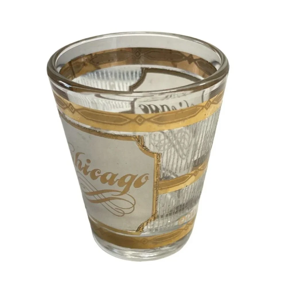 Culver 22k Gold Frosted Shot Glass‎ Chicago Vintage